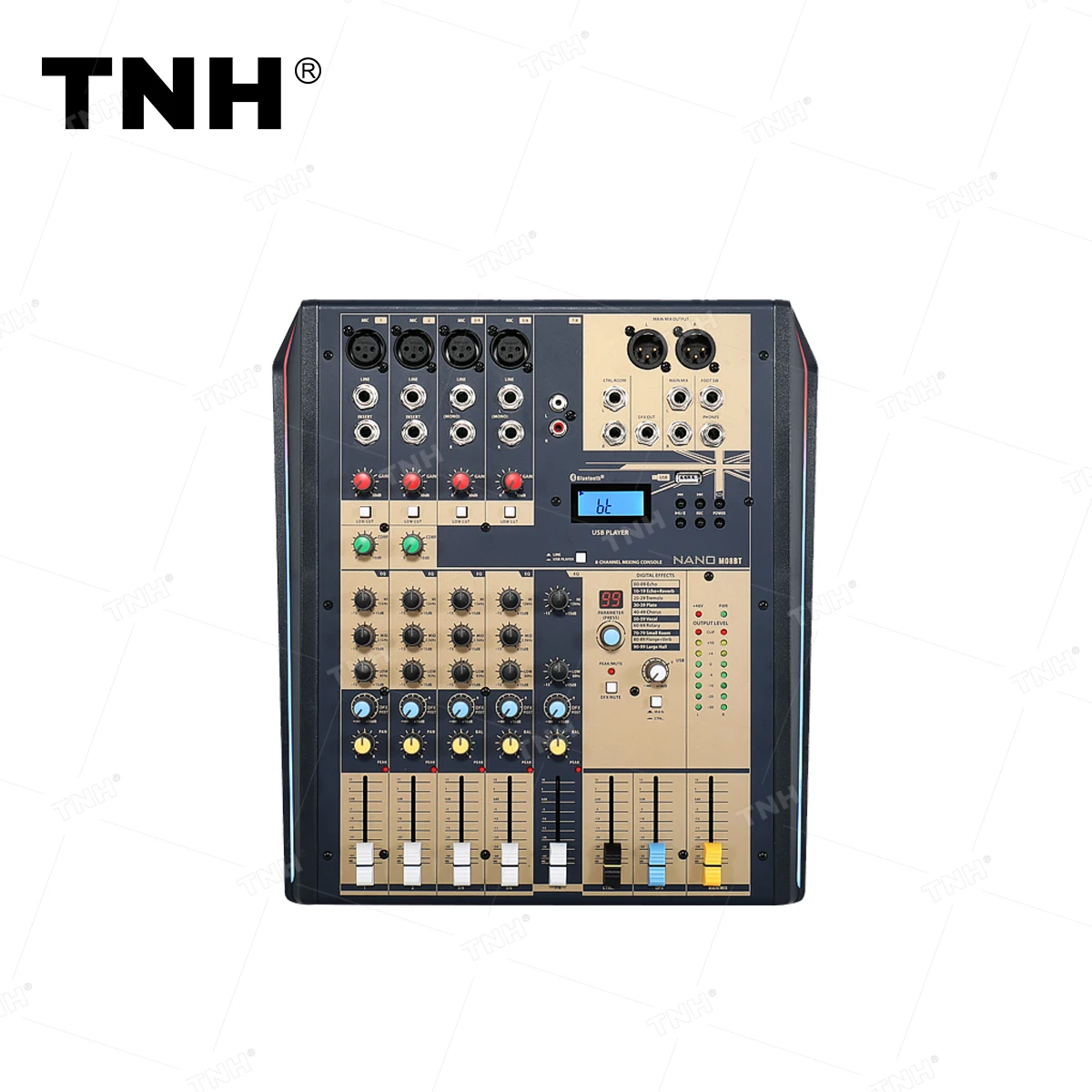 M08BT  Compact Analogue 8-channel dj controller/audio console mixer with Bluetooth for Home and Project Studio Use