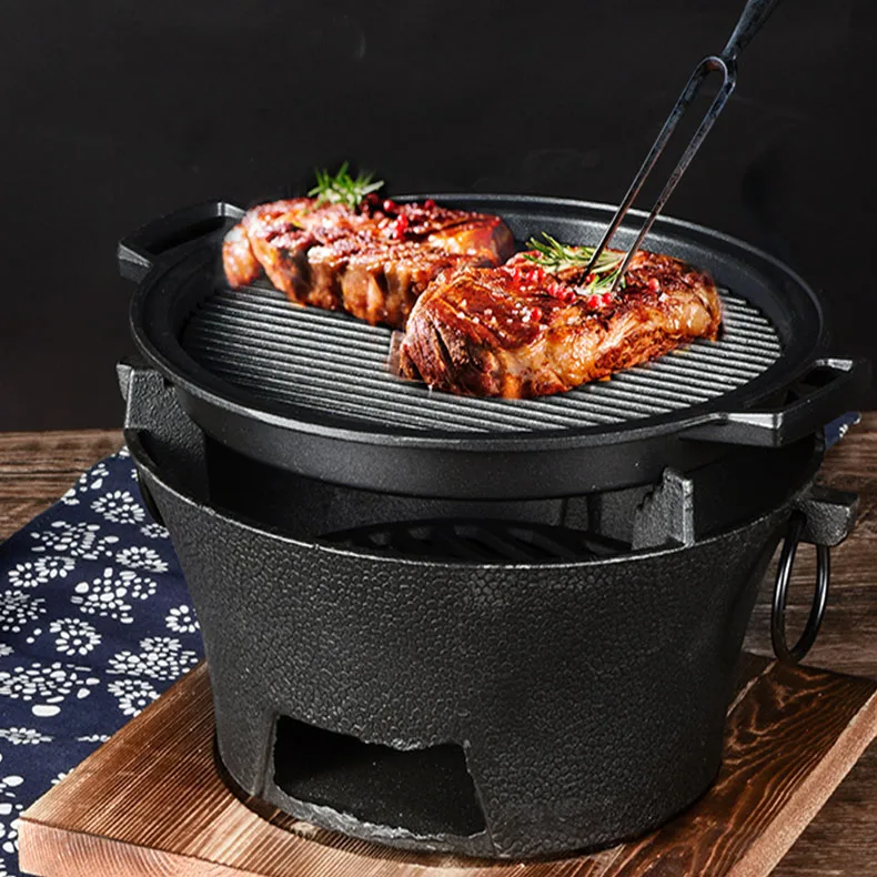 Outdoor camping stove cooking tea heating stove cast iron carbon stove camping charcoal barbecue grill barbecue pot carbon oven