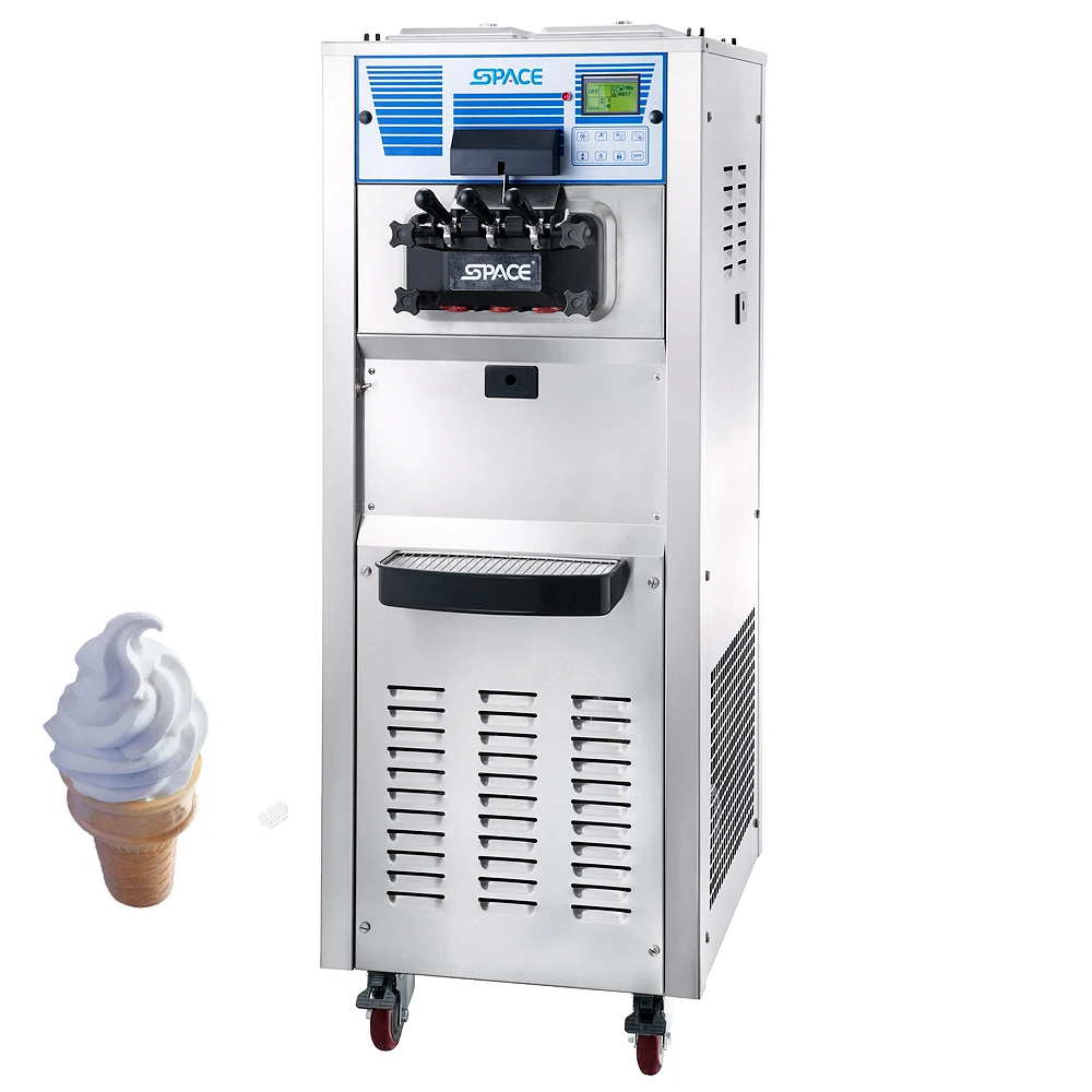 
Egypt hot sell rolled fry double cylinder ice cream machine soft serve ice cream machine 
