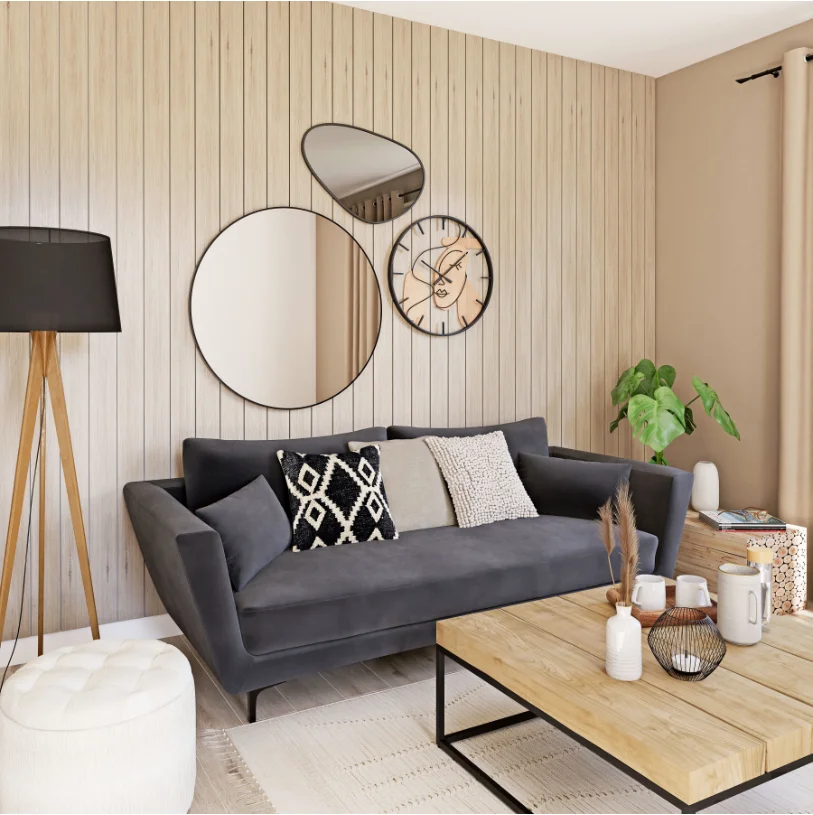 wall clock gear interior  household wooden frame metal wall clock for home decor