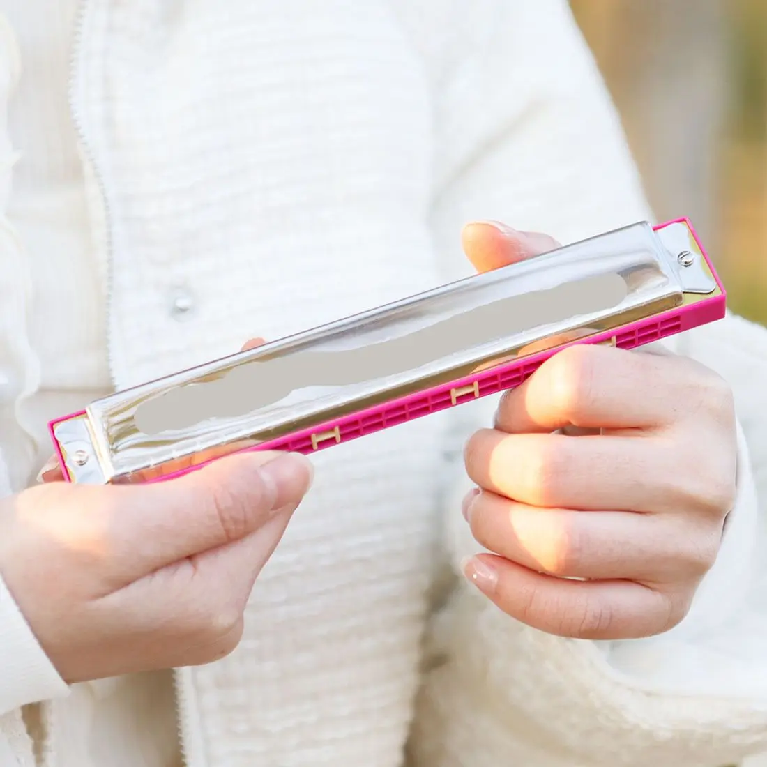 Playing Musical Instrument 24-Hole Polyphonic C Key Harmonica Student Beginner Playing Stainless Steel Mouth Playing Piano