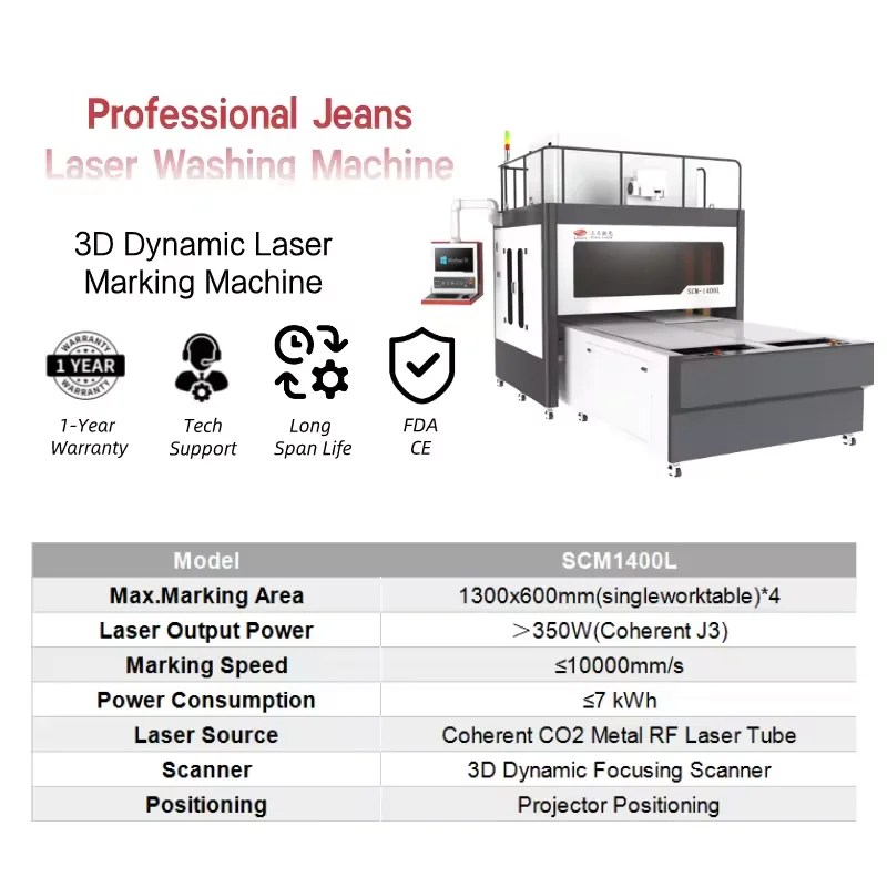 ARGUS automatic big area CO2 Laser Engraving Machine for Jeans 4 switch table laser printing Denim Fabric
