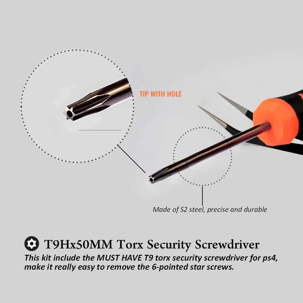 Cleaning Repair Tool Kit for PS4 TR9 Torx Security Screwdriver with PH00 PH0 PH1 Phillips Screwdriver Set for Sony Playstation 4
