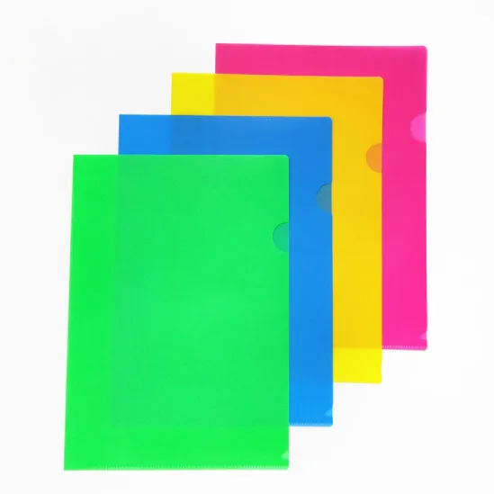 Custom A4 size PP plastic clear L shape file folder