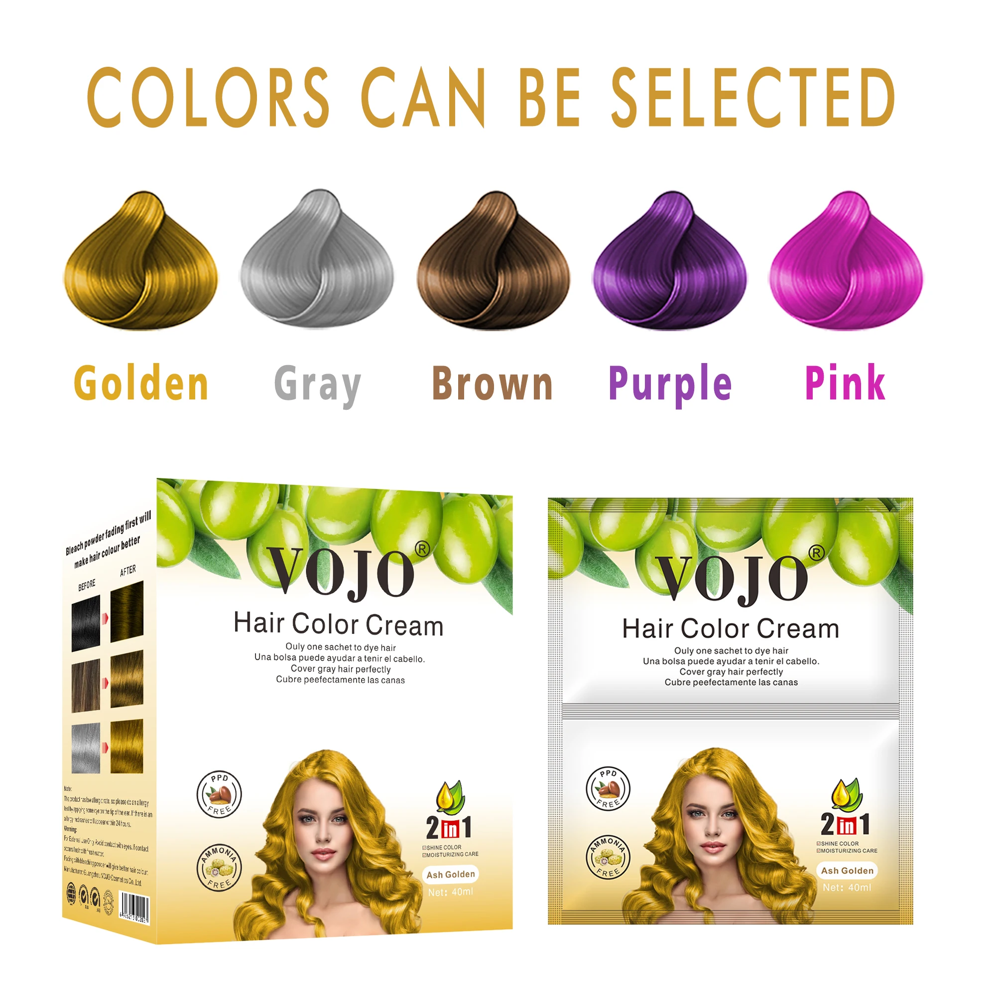 Organic Gray Brown Pink Colorful Professional Hair Dye product OEM Wholesale Salon Use Hair Color Cream