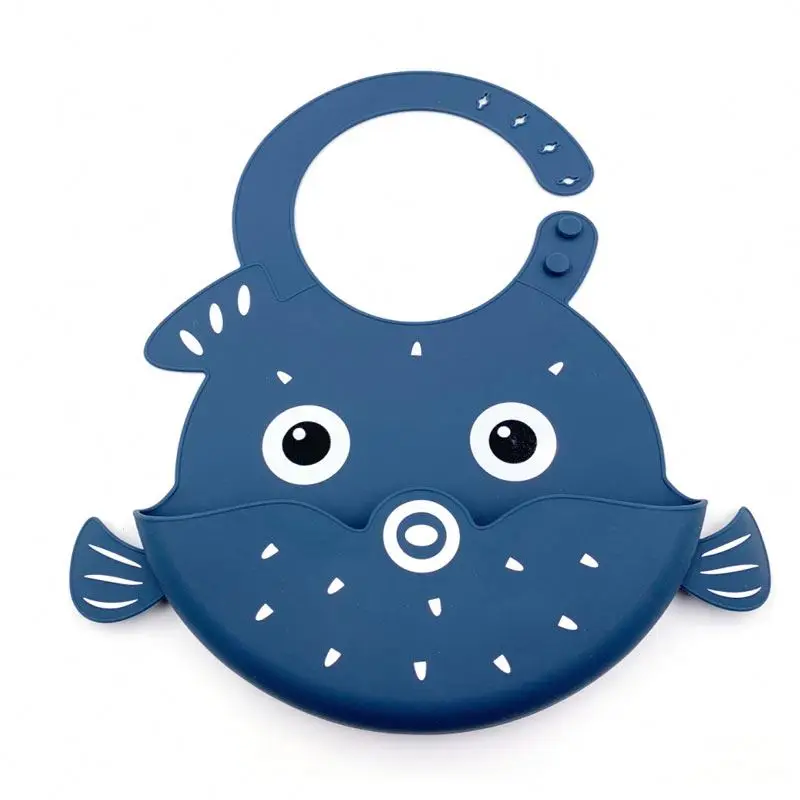 
2020 Wholesale Customization Pufferfish newborn baby silicone bibs waterproof 
