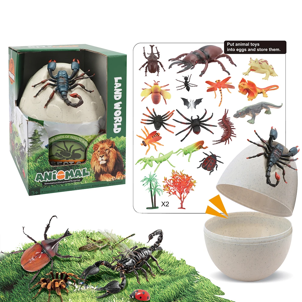 Jumbo Egg Pack Dinosaur Animal  Scorpion Starfish Plastic Animal Pvc Insect Dinosaur Toy Kids