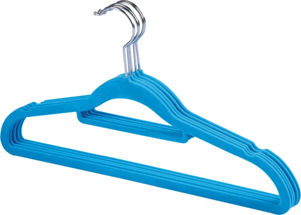 YIKAI Cheap Factory Wholesale Navy Blue Flocked Shirt Hangers Heart Shape Non Slip Kids Plastic Hanger