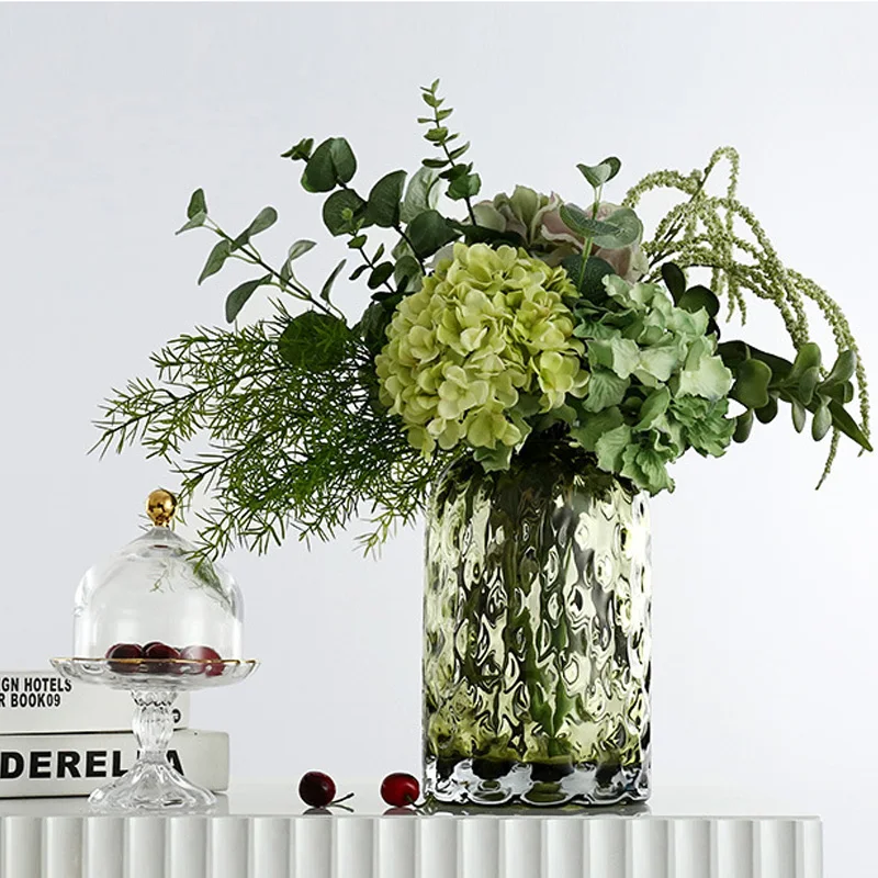 Light Luxury green nordic minimalist living room flower arrangement hydroponic glass vase set wholesale glass vases for wedding
