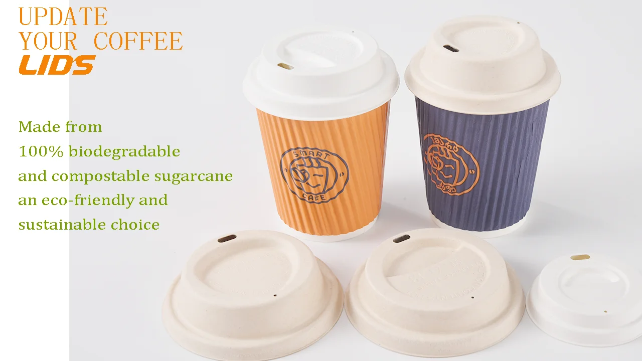 Compostable Bagasse Cup Lid/Sugarcane Lid/ Pulp coffee lid For plastic ban