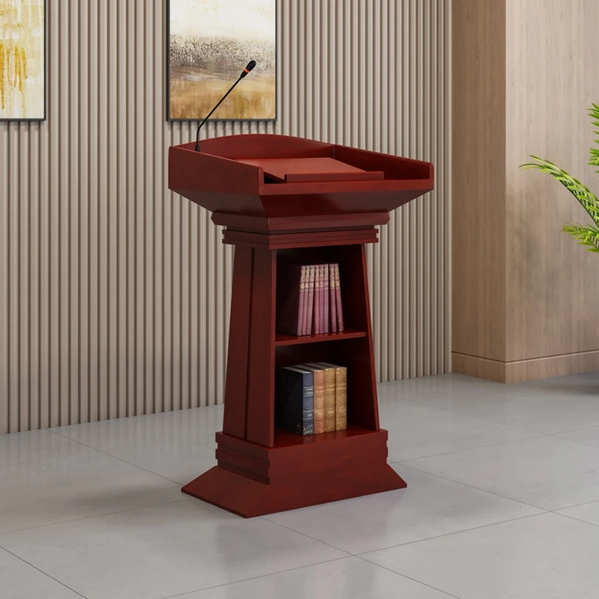 Modern Ancient Rostrum Wooden MDF Metal Podium Pulpit Desk Church College Auditorium Concert Hall Entry OEM Commercial Furniture