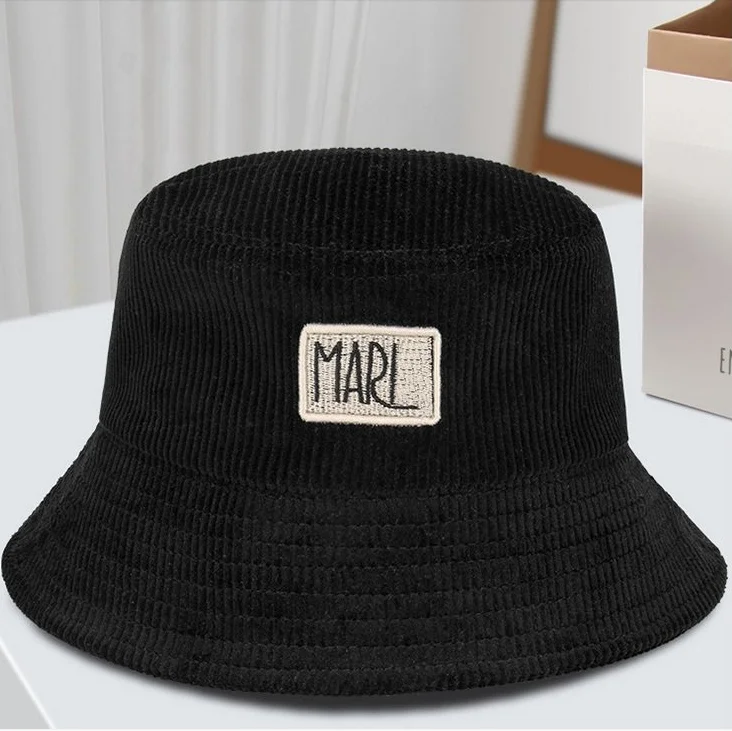 New Coming Fisherman Hats Custom logo Floppy Bucket Hats Black Corduroy Hat