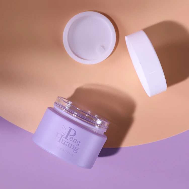 Clear 30g 50g Custom Purple Face Cream Jars Container Manufacturers Cosmetic Packaging Set for Skin Care Jar Glass Cosmetic