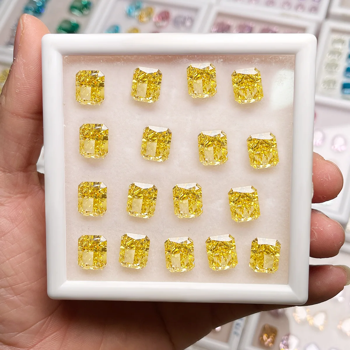 Crushed Ice Cut Cubic Zirconia Loose Octagon Square Cut CZ Beautiful Fancy Color High Carbon Diamond