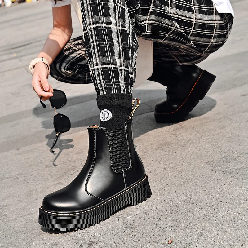 Custom comfortable Choice Western Mens Chelsea Boots Split Leather Rugby Boots For Men Winter Mens Winter Boots Dmartens