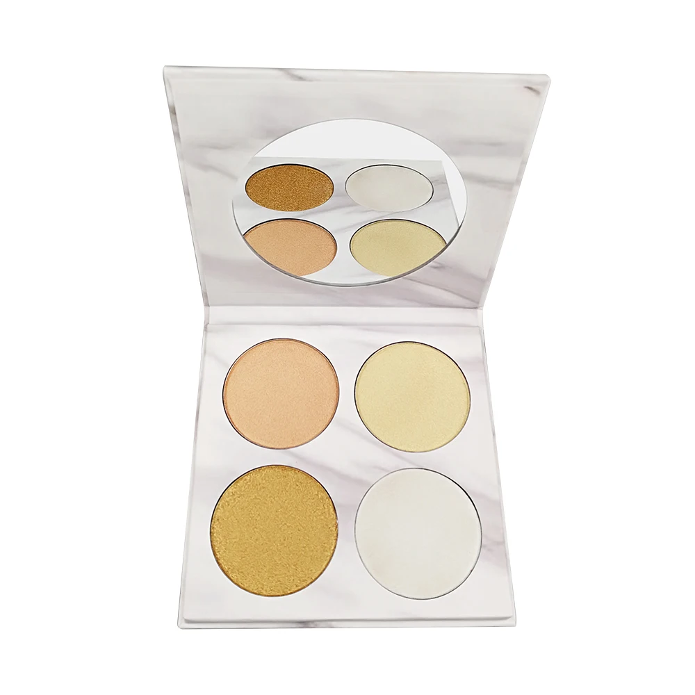 
Wholesale Custom No Label 4 Color Vegan Face Pressed Powder Shimmer Powder Highlighter Palette 
