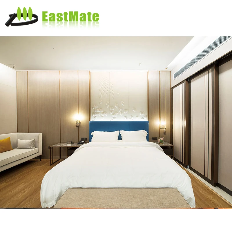 Custom Made Hotel Furniture / Fashion Hotel Indoor Bedroom Set Furniture Design Commercial 5 Star Wooden Furniture Beds Modern