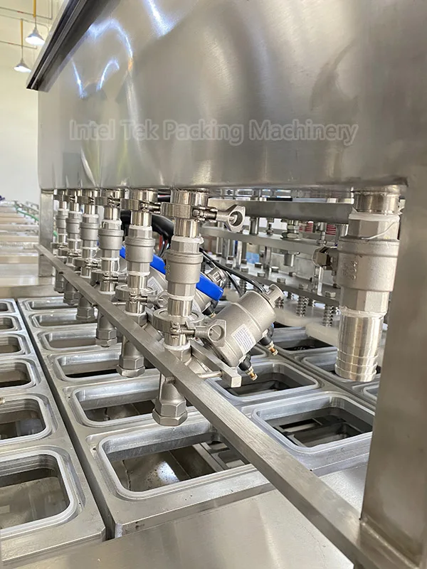 SUS 304 PLC Operation Automatic Tray Packaging Food Sauce Box Filling Sealing Machine Fruit Jam Ketchup Packing Machinery