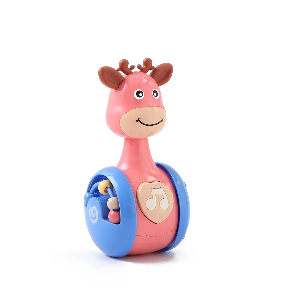 Baby products hot selling 2023 Cartoon animals Tumbler educational toys Baby Learn To Climb Grip Training Rattle Bell baby toys