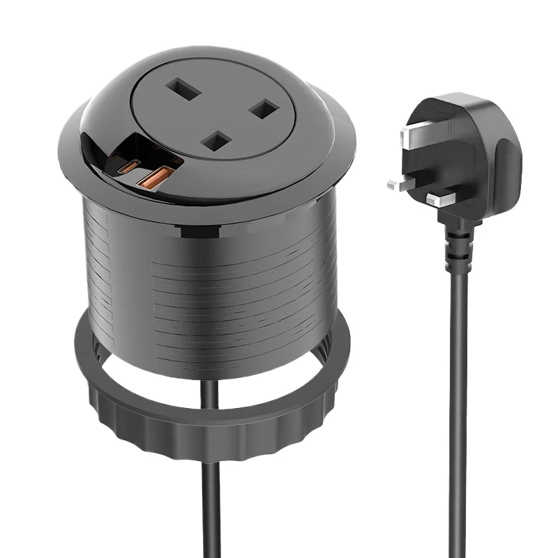 Spongde British Standard Round Table Socket Embedded Hidden Concealed Round British Standard Power Supply PD20W Fast Charge