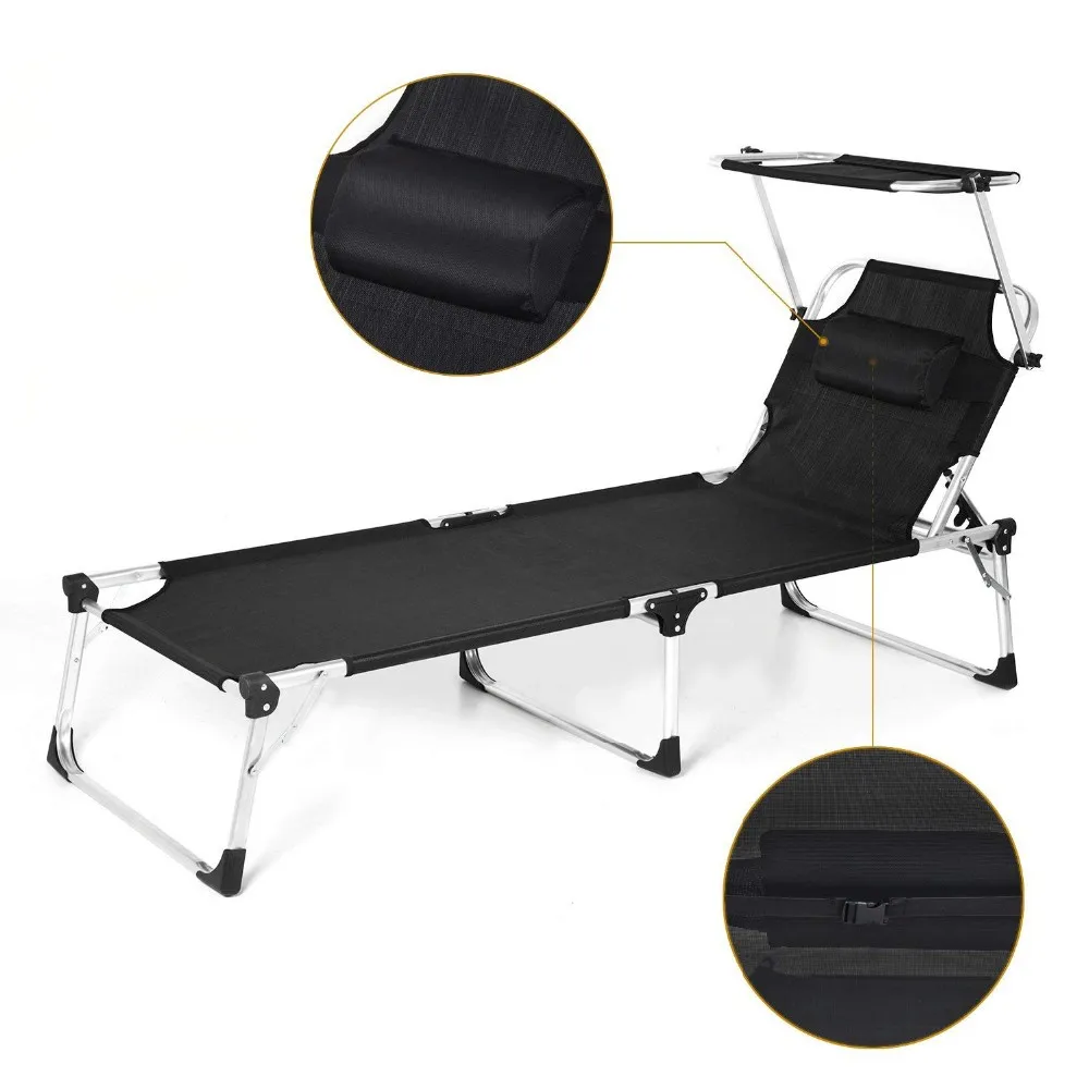
lightweight folding aluminum beach lounge beach bed with canopy 