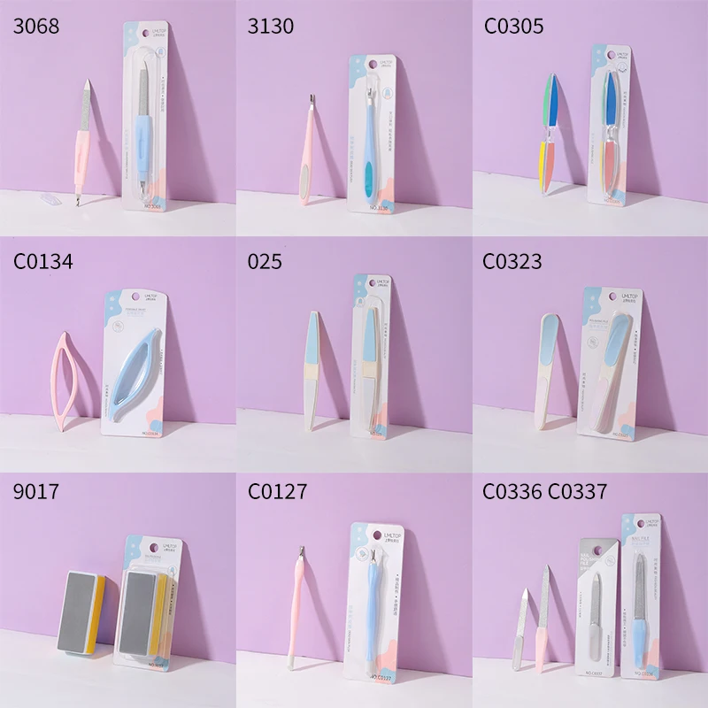 Wholesale Many Style Plastic Nail File And Buffer Custom Logo Salon Nail Care Dead Skin Remover Fork Portable Manicure Pedicure