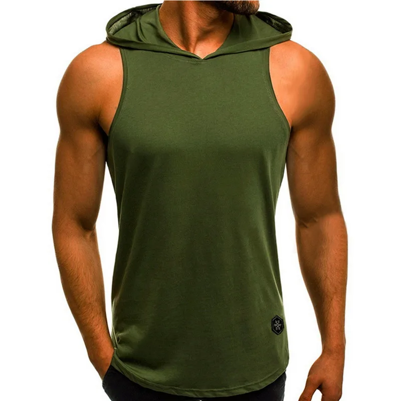 Hooded Tank Tops Hoodie Sleeveless Tops Male Bodybuilding Workout Tank Top Muscle