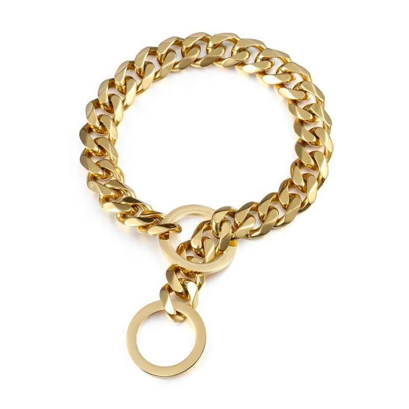 15mm Stainless steel silver gold Slip choke dog chain for Pitbull,Doberman,Bulldog,Rottweiler