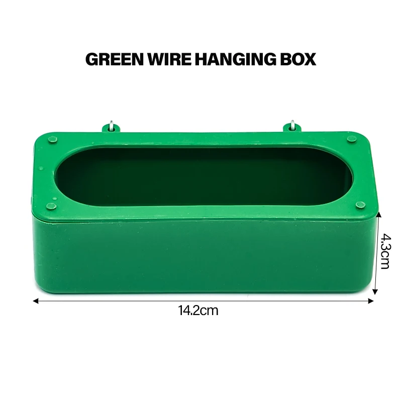 Hot Sell Plastic Bird Feeders Green Wire Hanging Food Box Cage Use Bird Food Bowl for Quail Pigeon