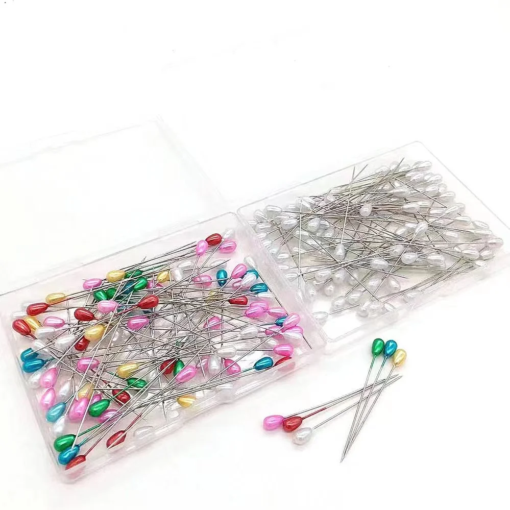 Factory direct sale pearlescent color white drop-shaped pin wedding flower decoration fixed pear-shaped pearl pin