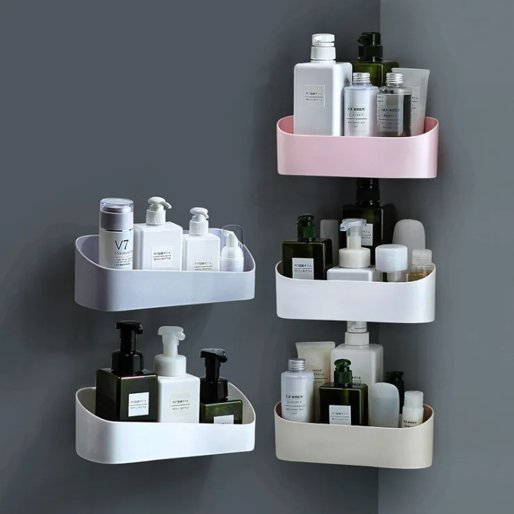 Elegant Design Plastic Bathroom Accessories PP Wall Mounted Storage Basket Kitchen Hanging Container Rack