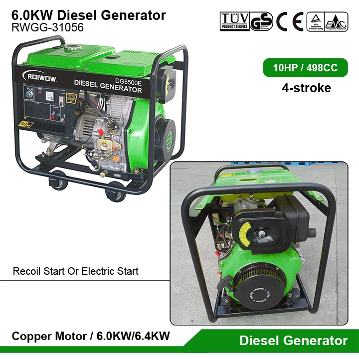CE 6.0KW Portable Small Diesel Power Generator Set Price Home Air Cooled Diesel Engine Generators
