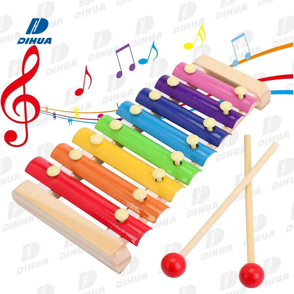 Деревянный ксилофон детские музыкальные инструменты игрушка 8 тонов деревянный ручной стук с маллетами дошкольные развивающие