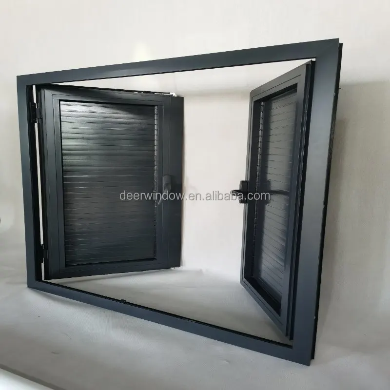 Deer  American Style Aluminium Wood Composite Frame Window Residential Double Safe Glass Crank Open Out Swing Window