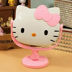 Оптовая продажа, настольное зеркало Kawaii Hello Kitty, одностороннее вращающееся зеркало принцессы, портативное зеркало для макияжа для студентов