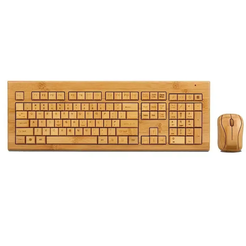 Fashion creative bamboo handmade wireless keyboard and mouse combination set home office computer set
