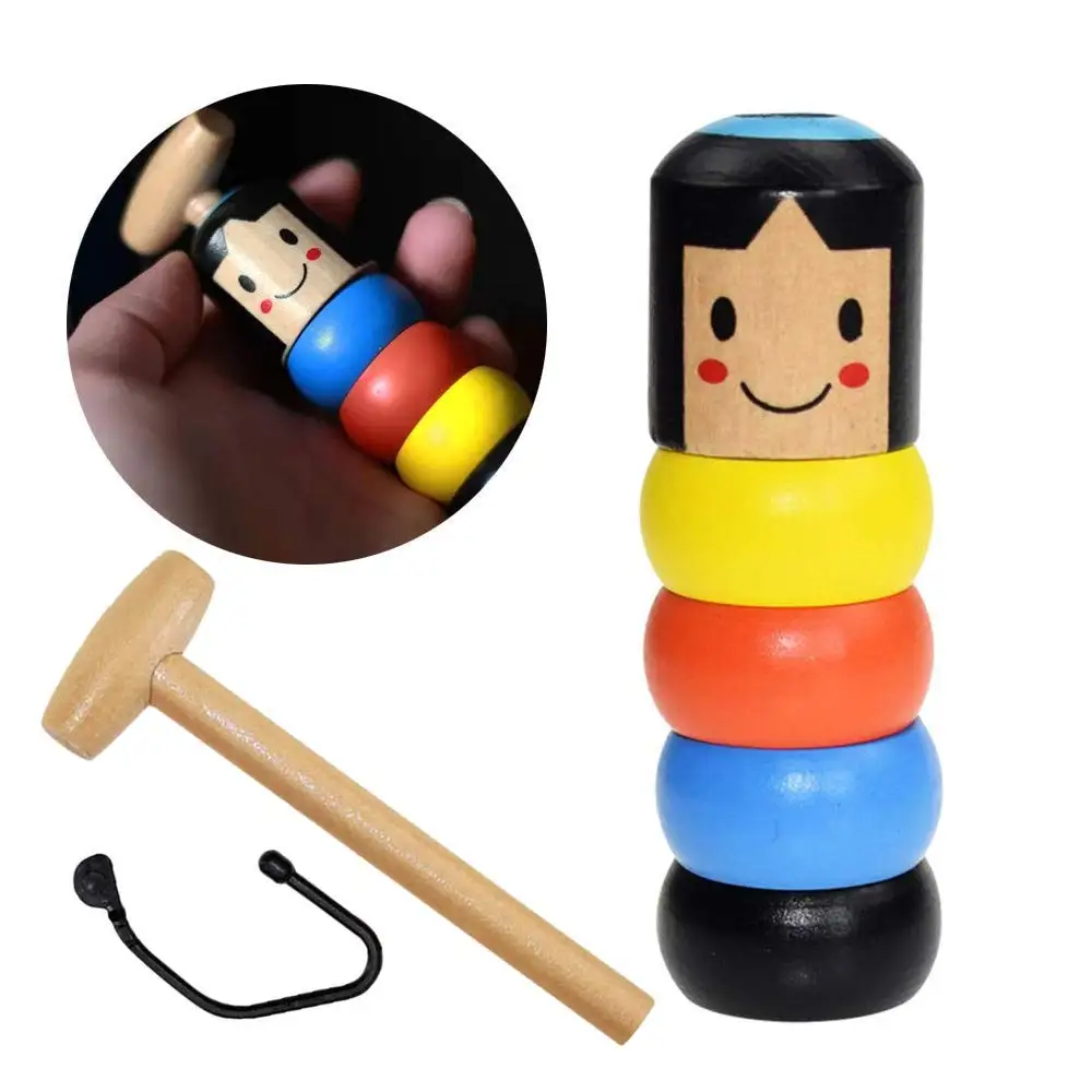 1set Immortal Daruma Unbreakable Wooden Man Magic Toy Christmas Holloween Gift  Close Up Stage Magic Props Fun Toy Accessory
