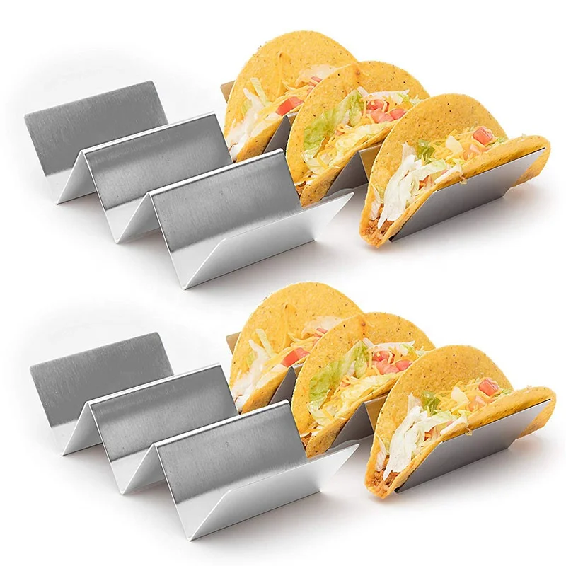 
Taco Holder Stand, Taco Truck Tray Style, stylish stainless steel design,keep your tacos upright with 3 compartments per piece 