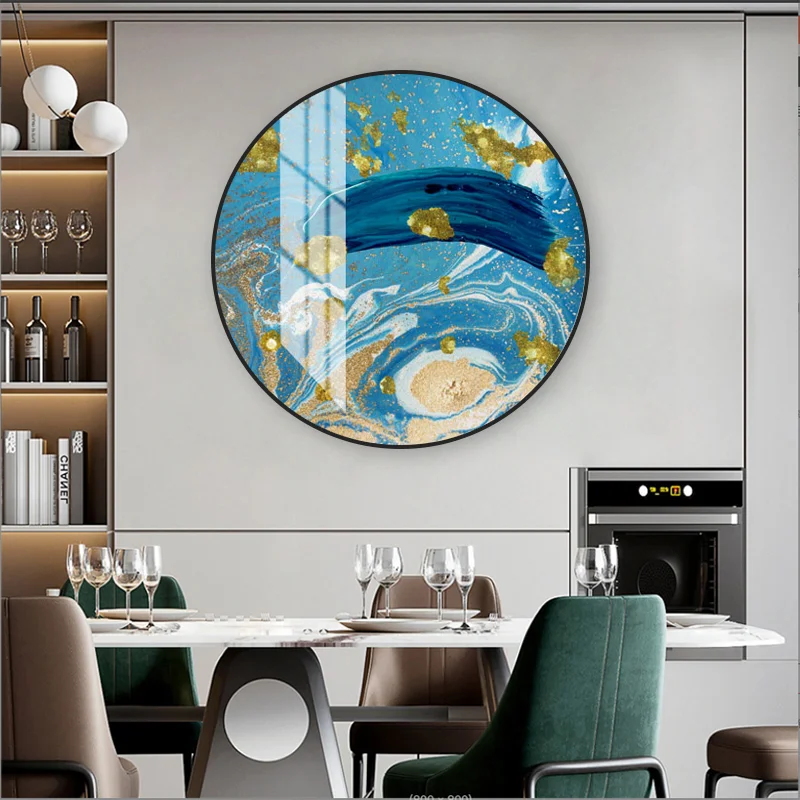 Abstract Art Deco Customized Ocean Beautiful Scenery Acrylic Round Crystal Porcelain Painting