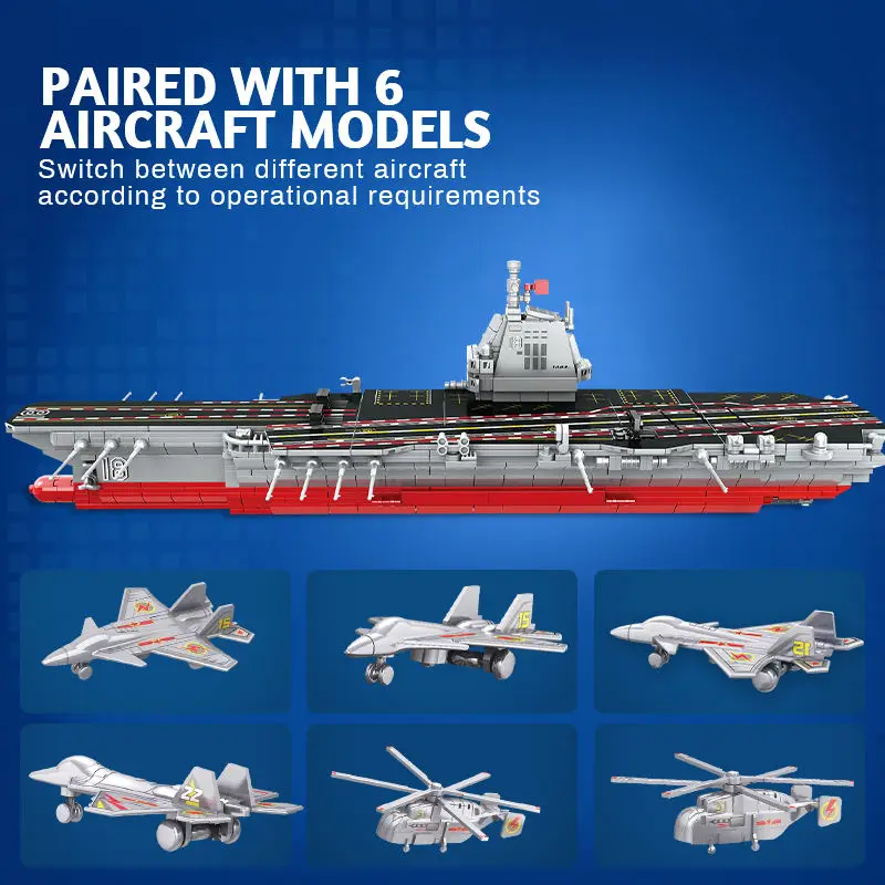 WOMA TOYS C0864 Aircraft Carrier Block Battleship Model Ship Toy With Mini Figure