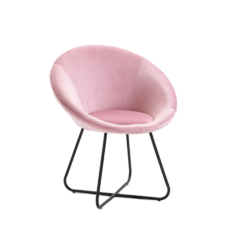 New Design Velvet Curved Shaped Leisure Accent Chair With Power Coating Golden Metal Leg