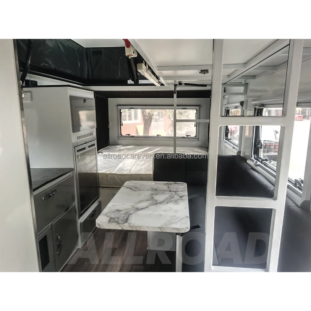 Custom Hybrid Caravan Camper Trailer Pop Top Travel Trailer Off Road Caravan Camping  Trailer with Aluminium Composite Panels
