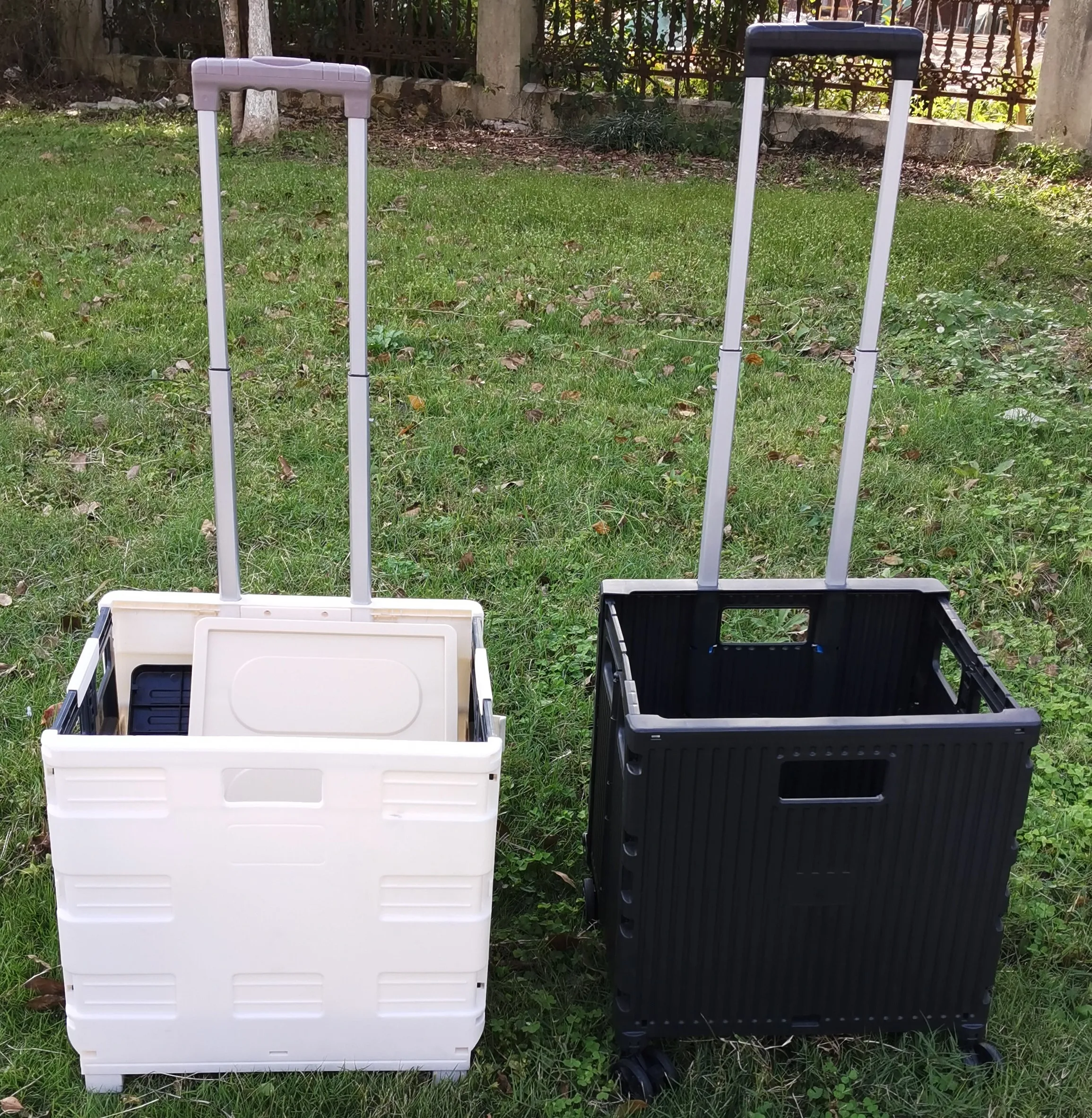 Popular Folding Trolley Plastic Shopping Go-Cart