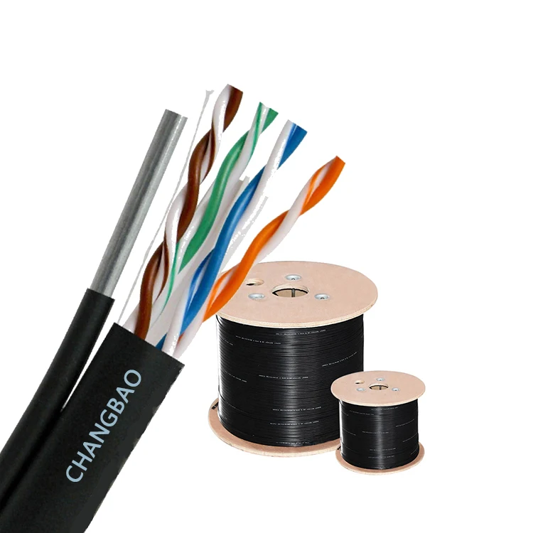 Уличный сетевой кабель Cat6 Changbao 23AWG, 4 пары, UTP, черный цвет, 305 м, барабан