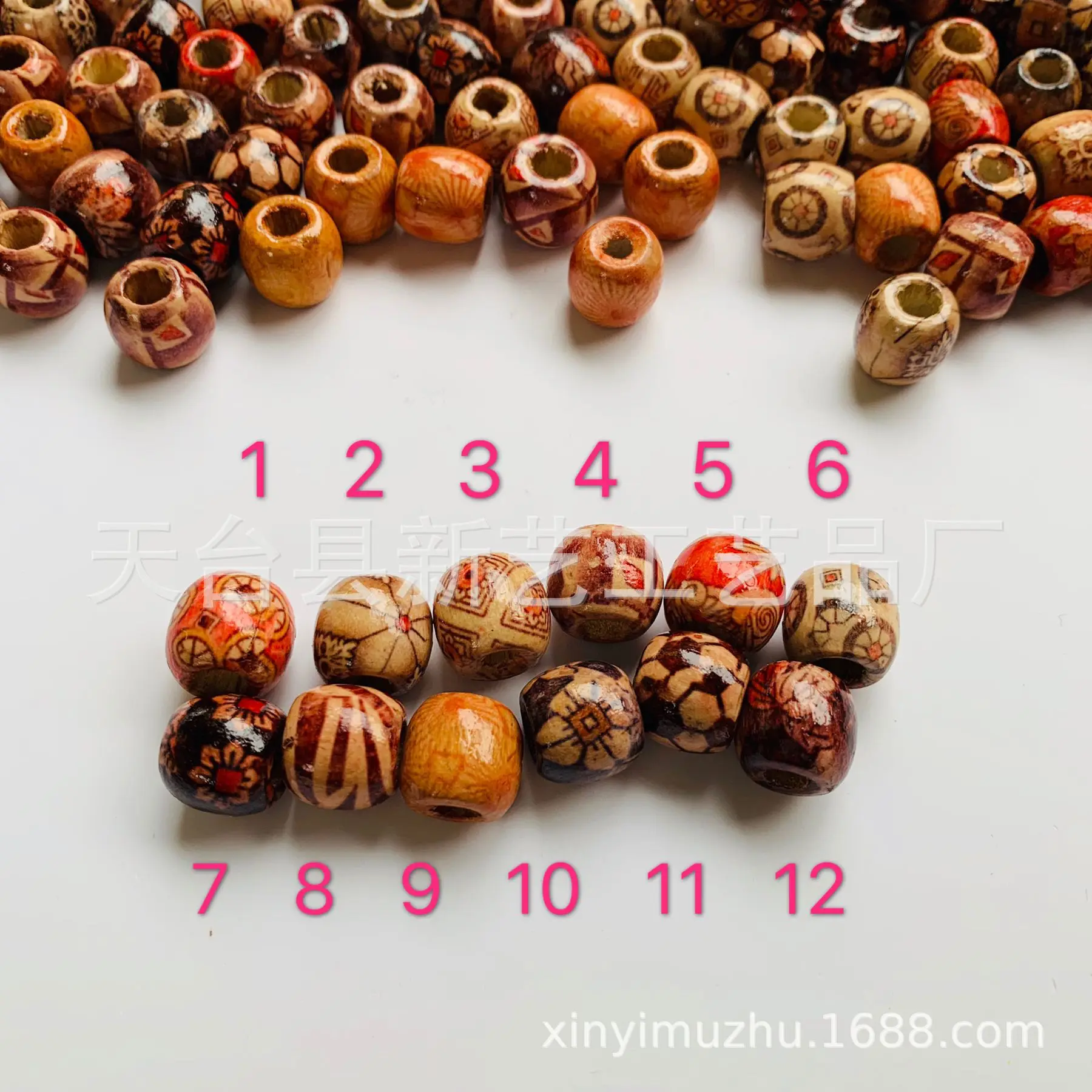 Wooden beads hair beads for braids round loose mixed color flower wooden dirty braid ring braided beaded wigs