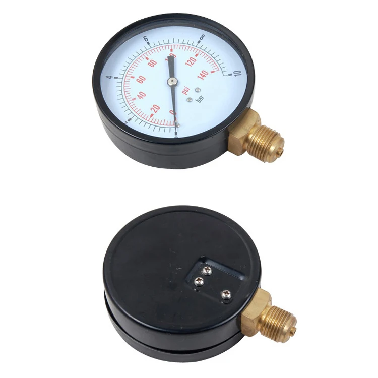 Black Steel Air Liquid Suction Diaphragm Compressor Absolute Pressure Gauge