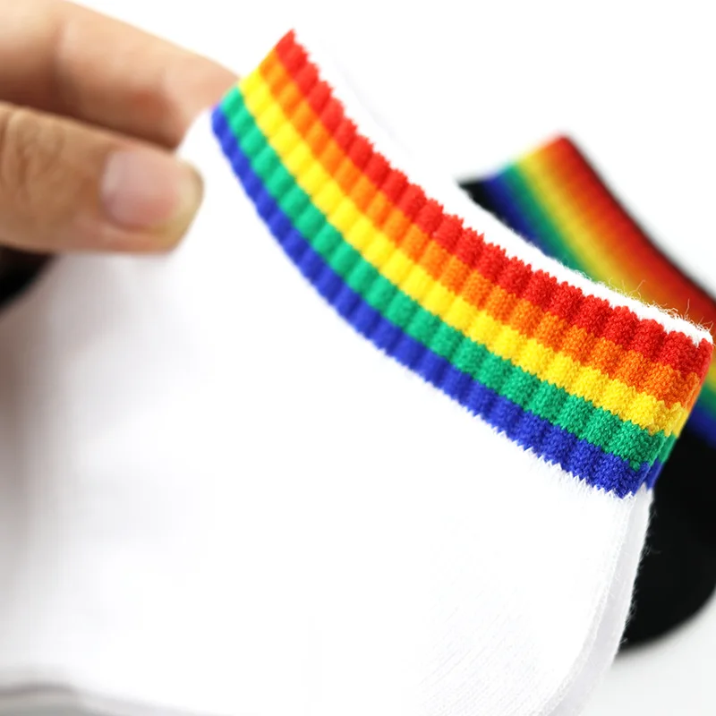 High quality breathable short pride loafer socks rainbow stripped no show socks summer