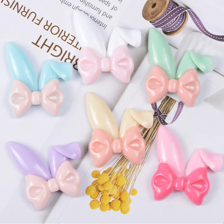 kawaii style large size colored bunny ear design flatback resin cabochon hair ornament accessories