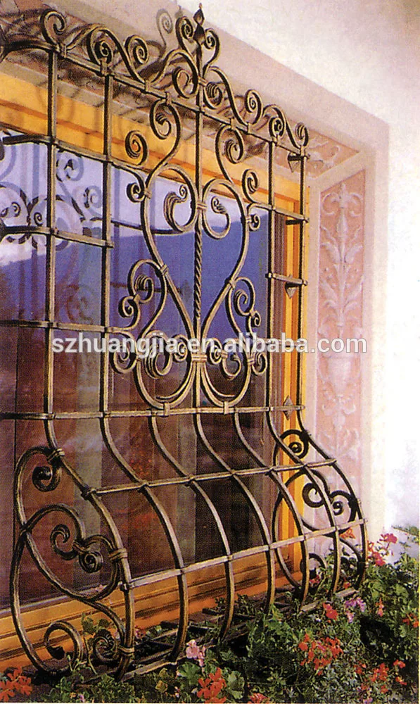 latest design cast iron window with grills design