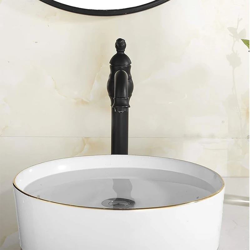 Solid Brass Tall Toilet Basin Faucets Brushed Water Tap for Bathroom Sink Vanity Washbasin Faucet with Hot Cold Water Mixers Tap